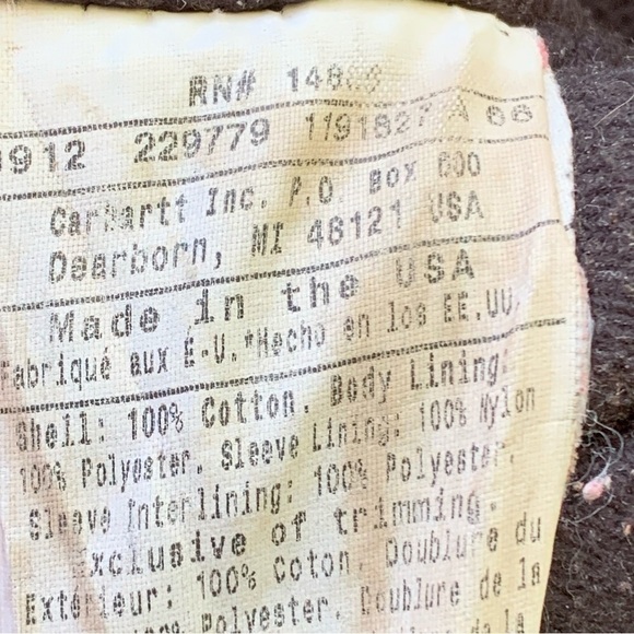 Vintage Carhartt Duck Canvas Distressed Jacket Hooded Quilted XL Tall J140 BRN - Picture 11 of 16